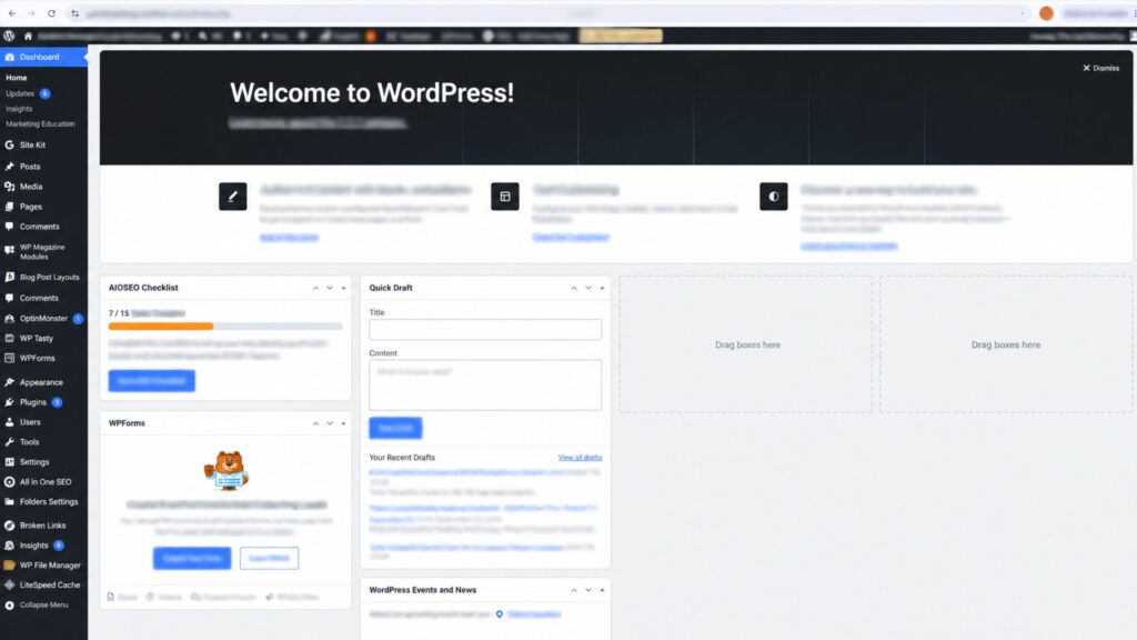 A screen shot of a WordPress Administrative site.